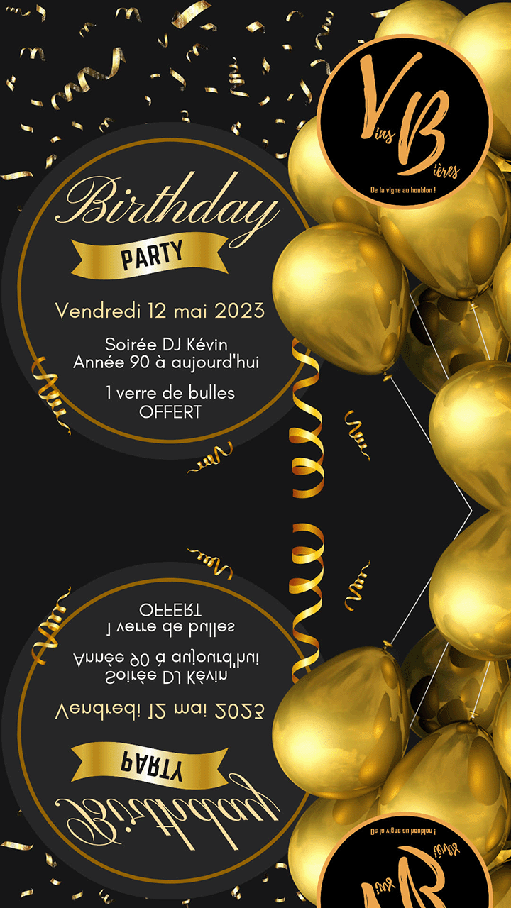 Le vendredi 12 mai, en l'honneur de la patronne, Birthday party. Soirée DJ Kévin - des années 90 à  aujourd'hui. Un verre de bulles offert. Venez nombreux !!!!