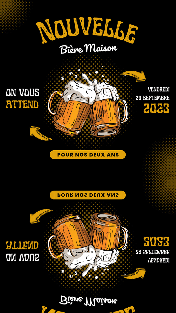 Nous avons décidé de marquer le coup pour nos deux ans avec une nouvelle bière maison. Vous aurez la chance de la découvrir en exclusivité le vendredi 29 septembre dès 18h00 en pression !
Vous pourrez essayer de remporter le panier Spécial VB-vinsbières. Son contenu : notre nouvelle bière en bouteille, un verre VB et un tee-shirt !
Si vous n'avez pas remporté le panier spécial VB, vous pourrez tout de même retrouver notre bière en bouteille dans notre nouveau shop qui ouvrira ses portes le jeudi 5 octobre.
On vous attend le vendredi 29 septembre !