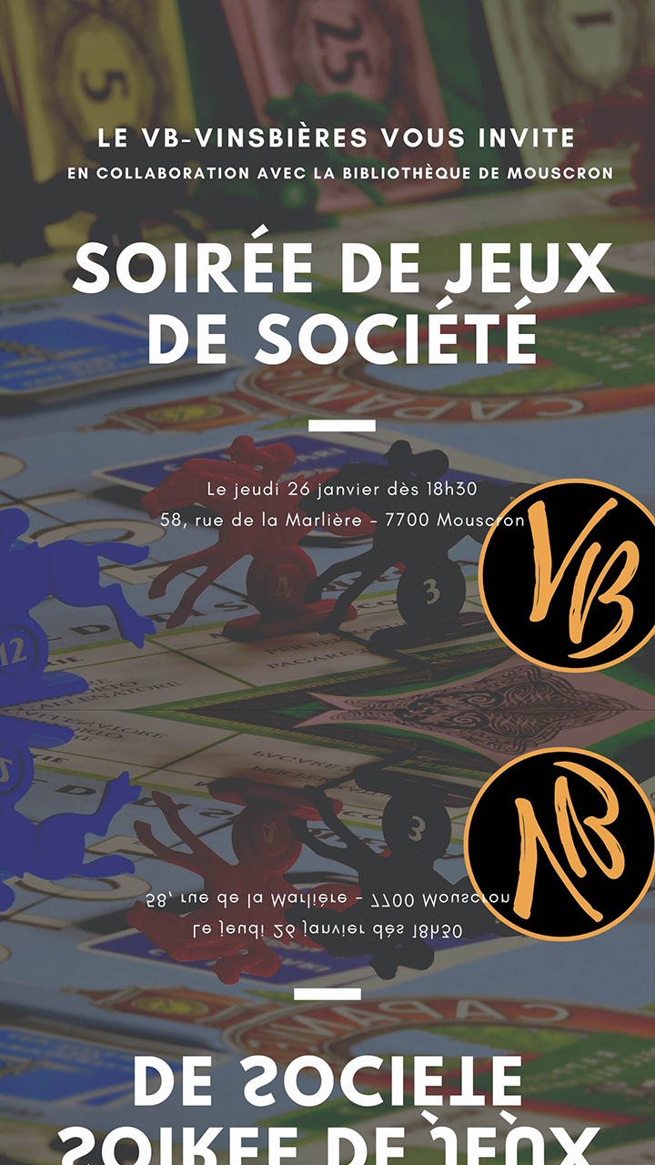 En collaboration avec la Bibliothèque de Mouscron, le VB, votre bar à vins et bières spéciales vous propose le jeudi 26 janvier une soirée 